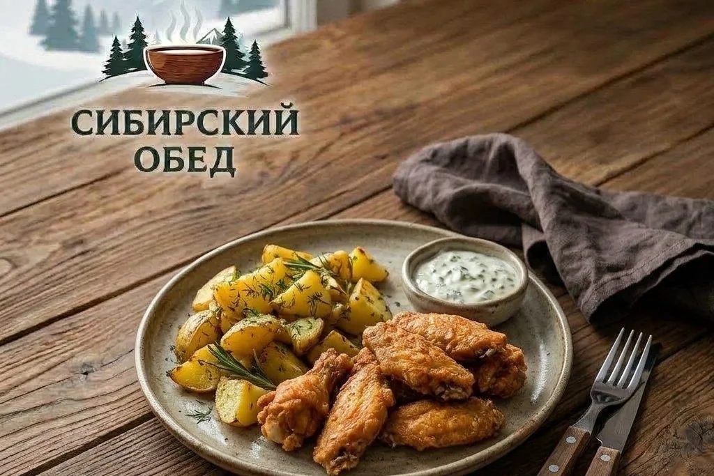 картофель по деревенски+крылышки
