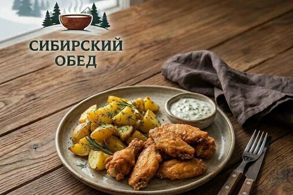 картофель по деревенски+крылышки